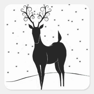 Whimsical Reindeer Square Sticker