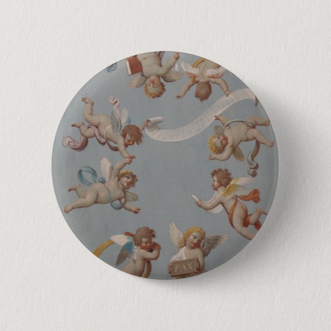 Whimsical Renaissance Cherub Angels 2 Inch Round Button (Front)