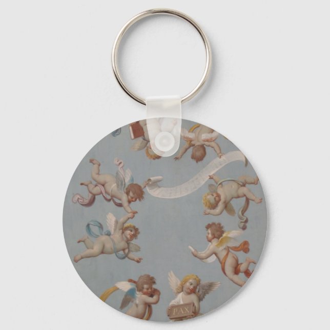 Whimsical Renaissance Cherub Angels Keychain (Front)