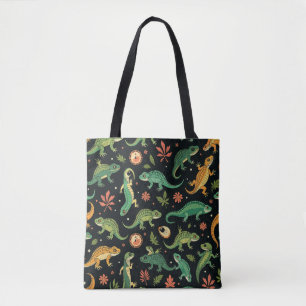 Whimsical Reptile Realm   Colorful Lizard  Tote Bag