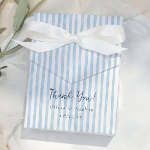 Whimsical Retro Blue Stripes Thank You Wedding Favor Box