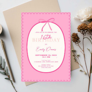 Whimsical Retro Border 16th Birthday Party Invitation