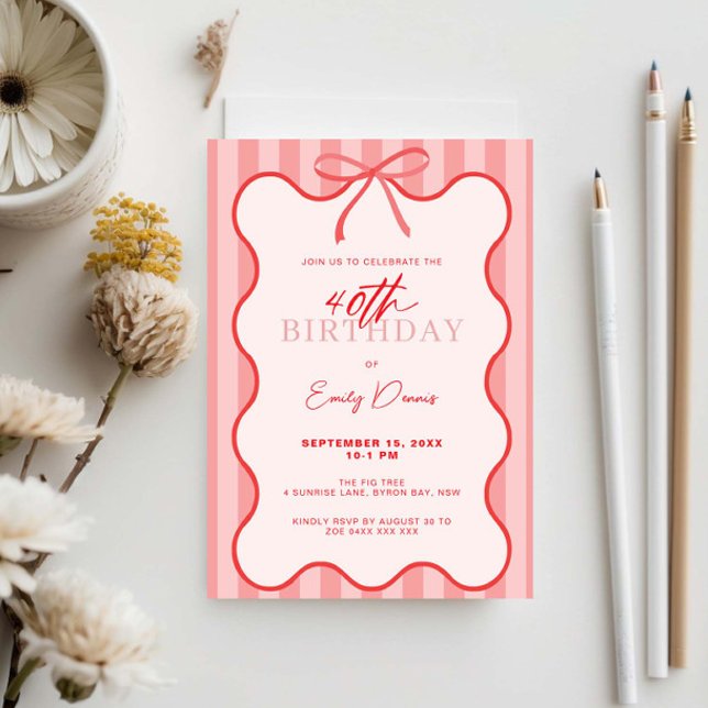 Whimsical Retro Border 40th Birthday Party Invitation (Creator Uploaded)