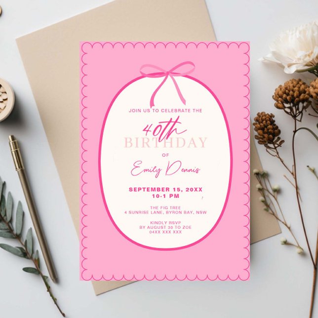 Whimsical Retro Border 40th Birthday Party Invitation (Creator Uploaded)