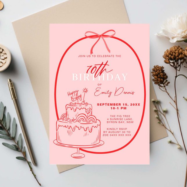 Whimsical Retro Border 70th Birthday Party Invitation (Creator Uploaded)