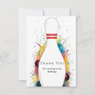 Whimsical Retro Bowling Birthday Thank You Card