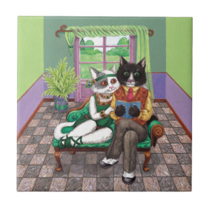 Whimsical Retro Cats from the Roaring 1920s Tile
