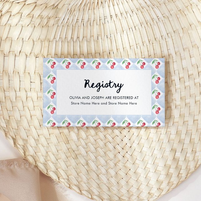 Whimsical Retro Cherries | Bridal Shower Registry Enclosure Card (Creator Uploaded)