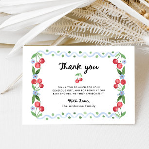 Whimsical Retro Cherry Frame   Baby Shower Thank You Card