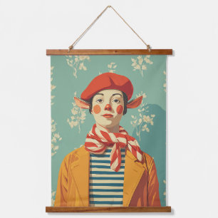 Whimsical Retro Christmas Elf Hanging Tapestry