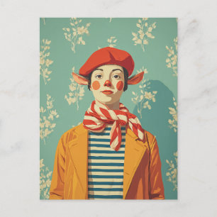 Whimsical Retro Christmas Elf Holiday Postcard