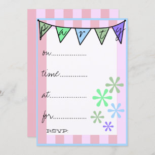 Whimsical Retro Colourful Handwritten Party Invitation