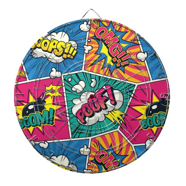 Whimsical Retro Comic Burst - Vibrant Pop Art Dartboard (Front)
