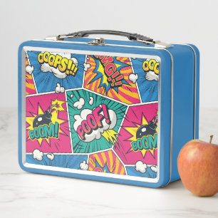 Whimsical Retro Comic - Colourful Pop Art Design Metal Lunch Box