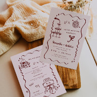Whimsical Retro Doodle Art | Wedding