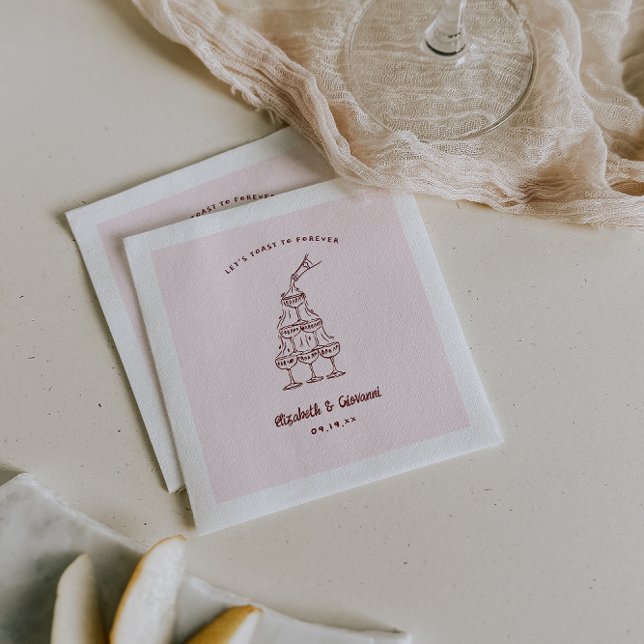 Whimsical Retro Doodle Art | Wedding Napkins (Creator Uploaded)