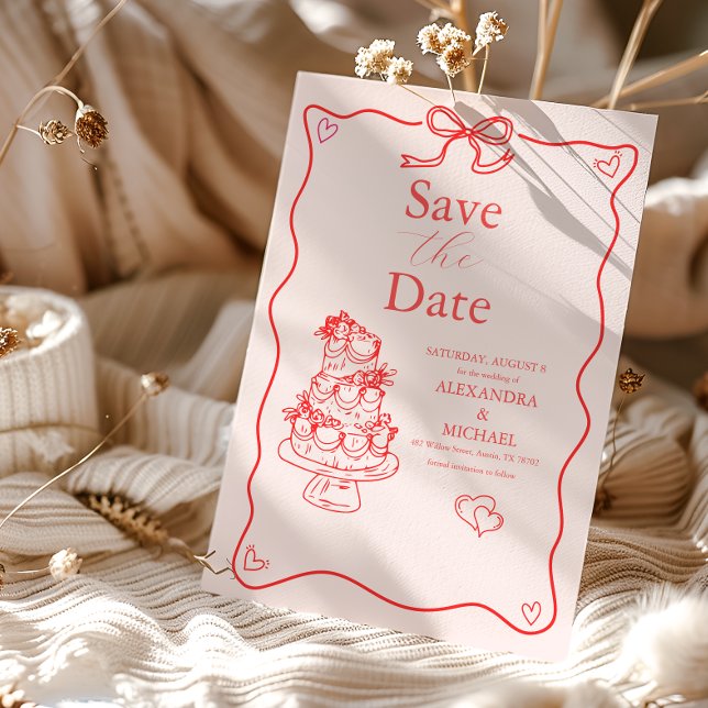 Whimsical Retro Doodle Art Wedding Save The Date (Creator Uploaded)