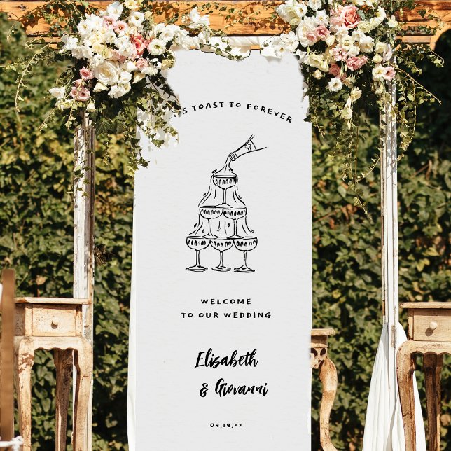 Whimsical Retro Doodle Art | Wedding Welcome Banner (Creator Uploaded)