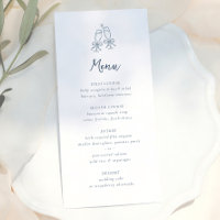 Whimsical Retro Doodle Blue Stripes Wedding