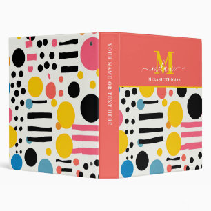 Whimsical Retro Dotted Script Name Monogram Binder