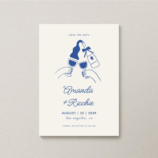 Whimsical Retro Playful Hand Drawn Cheers Wedding Save The Date (Creator Uploaded)