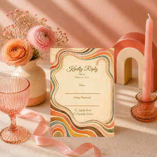 Whimsical Retro Rainbow Wedding RSVP Card