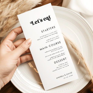 Whimsical Retro Script Let's Eat Minimal Wedding Menu