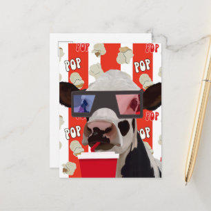 Whimsical Retro Vibes Popcorn Lover Cow  Postcard
