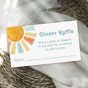 Whimsical Retro Watercolor Sunburst Diaper Raffle Enclosure Card