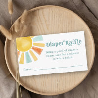 Whimsical Retro Watercolor Sunshine Diaper Raffle