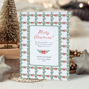 Whimsical Retro White   Merry Christmas Holiday Card