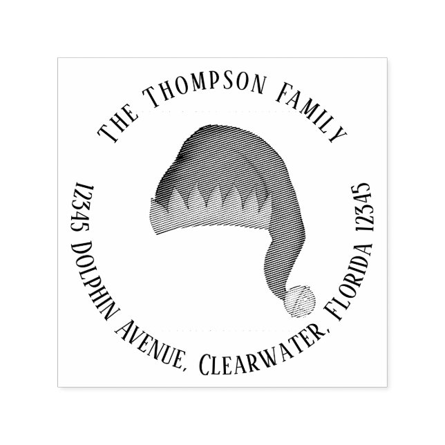 Whimsical Return Address Elf Hat Self-inking Stamp (Design)