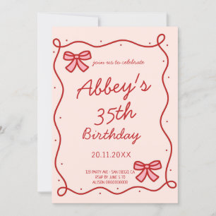 Whimsical ribbon Birthday invitation