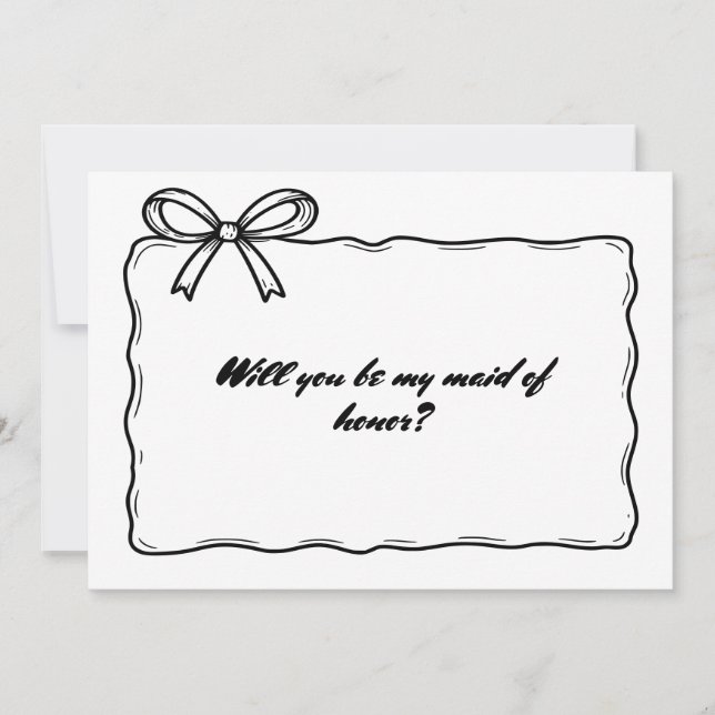 Whimsical Ribbon Bow Maid of Honour Proposal Invitation (Front)
