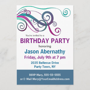 Whimsical Ribbon Curls Party Invite