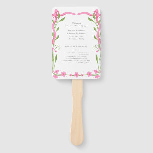 Whimsical Ribbon Floral Wedding programs Hand Fan
