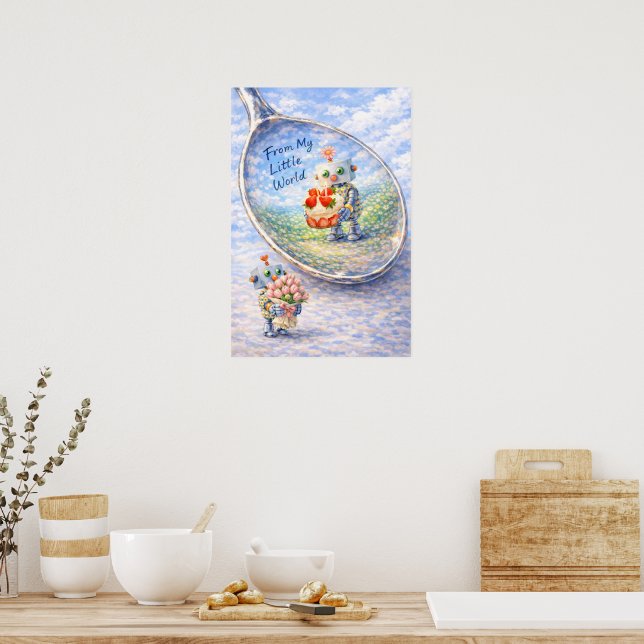 Whimsical Robot Reflection Poster (Kitchen)