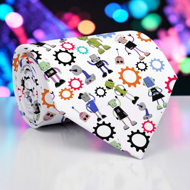 Whimsical Robots Fun Custom Necktie Tie (Creator Uploaded)