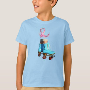 Whimsical Roller Skates with Pink Floral Ribbon T-Shirt