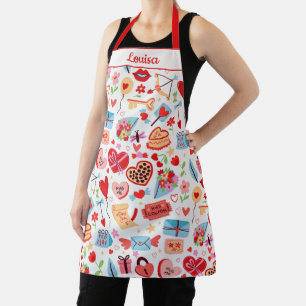 Whimsical Romantic Elements Design in Pink Apron