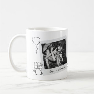 Whimsical Romantic Line Art and Wedding Photos Coffee Mug