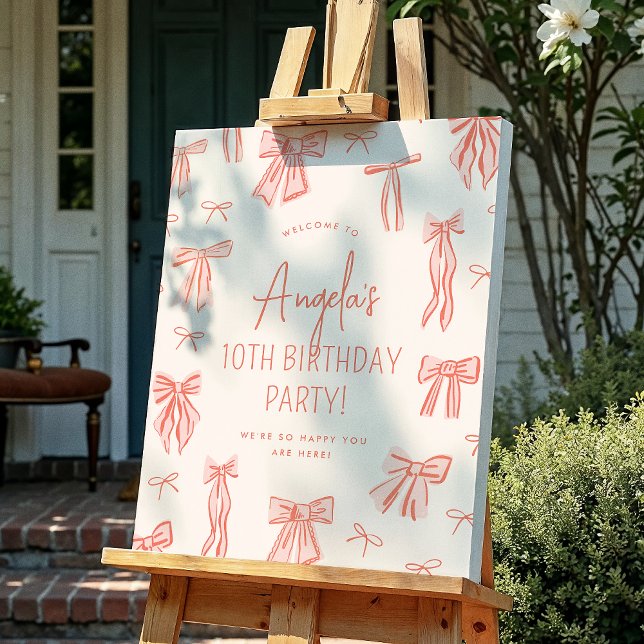 Whimsical Rose Bow Girl Anniversaire Affiche de bi (Créateur téléchargé)