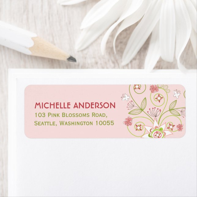 Whimsical rose Floral Blooms Baby shower Adresse (En situation)