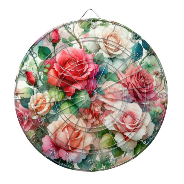 Whimsical Rose Pattern Dartboard (Front)