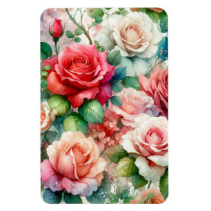 Whimsical Rose Pattern Magnet