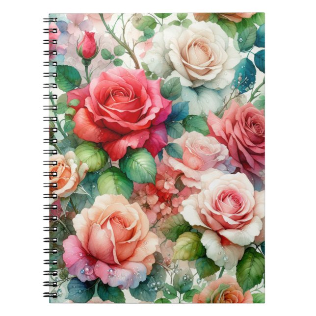 Whimsical Rose Pattern Notebook (Front)
