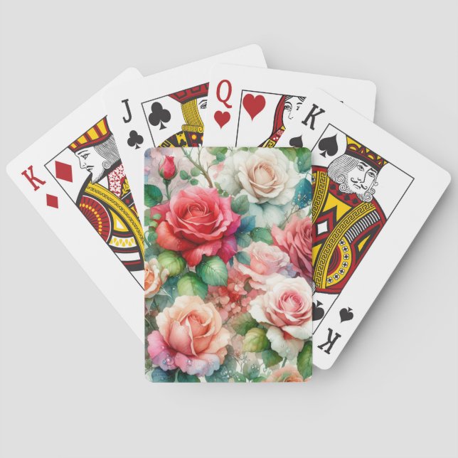 Whimsical Rose Pattern Playing Cards (Back)