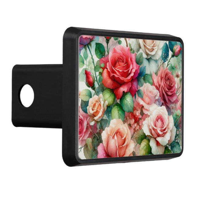 Whimsical Rose Pattern Trailer Hitch Cover (Right)