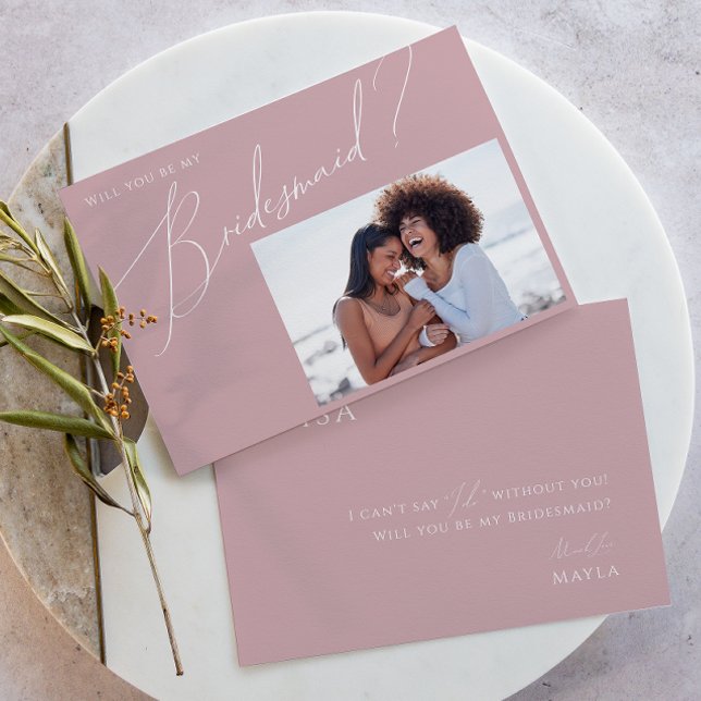 Whimsical Rose | Photo Bridesmaid Proposal Card (Creator Uploaded)
