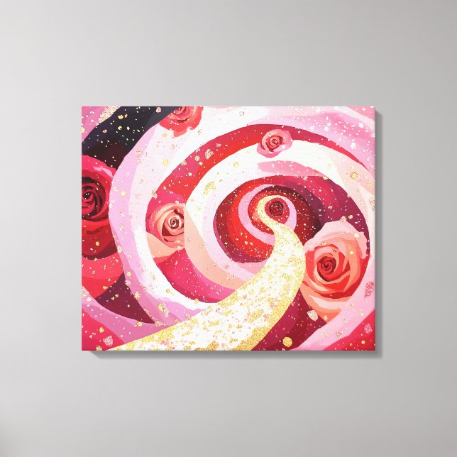 Whimsical roses garden Stretched Canvas Print (Front)